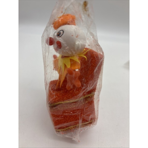 Vtg Plastic Clown Jack in the Box Christmas Tree Ornament Holiday Hong Kong NOS - Picture 7 of 11